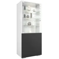 Vladon Vitrine, Schwarz, 50x122.5x34.5 cm, Wohnzimmer, Wohnwände, Vitrinenschränke