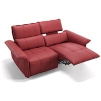 Sofanella 2-Sitzer Leder Adria, Relaxsofa, Designsofa, Designer Couch, Italienisches Sofa, 2er Sofa rot