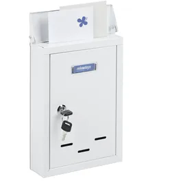 Relaxdays Briefkasten weiß inkl. Namensschild