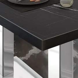 GGM Möbel Bistro Loungetisch 110 x 60 x 41 cm Schwarz Marmor/Edelstahl