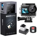 AKASO Action Cam 4K 20MP WiFi 40M Unterwasserkamera Ultra HD Touchscreen 170 ° Einstellbar Weitwinkel, EIS Stabilisierung, 5X Zoom, 2.4G Fernbedienung und 2 Akkus 1350mAh- Brave 4 Pro (Grau)