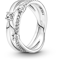 Pandora Damen Ring Silber funkelndes Dreifachband mit Zirkonia 199400C01 199400C01-58 cm