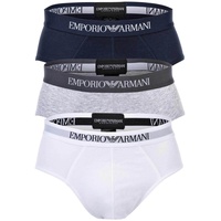 EMPORIO ARMANI Herren Slips, 3er Pack - Briefs, Unterwäsche, Pure Cotton Jersey Weiß/Grau/Marine XL