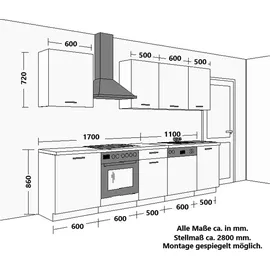 Küchen-Preisbombe SIENA BASIC Küchenzeile 280 cm Schwarz