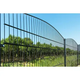 Aileenstore Doppelstabmattenzaun 20 m x 1,20 m Grau/Stahl