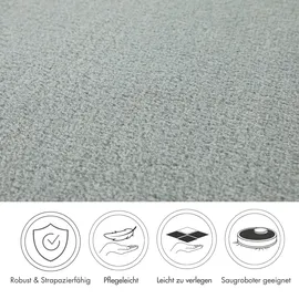 Andiamo Teppichboden ANDIAMO "Kira, Velours, Gesamthöhe 8 mm, Luxusklasse LC1", grau, B:400cm L:400cm, Kunstfaser, Teppiche, Uni Farben, Breite 400 cm, strapazierfähig, pflegeleicht, Wohnzimmer