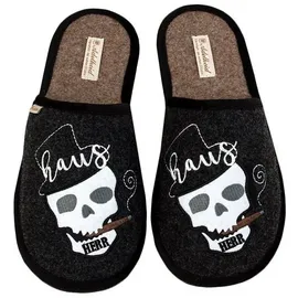 ADELHEID Filzpantoffel Hausherr in Schwarz | Gr.: 44/45