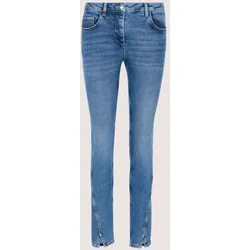 Regular-fit-Jeans MADELEINE "Jeans Skinnyjeans mit asymmetrischer Naht", Damen, Gr. 38, N + K Gr, blau, Obermaterial: 92% Baumwolle CO. 6% Polyester PES. 2% Elasthan EL., Jeans
