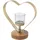 creativ home Teelichthalter Kerzenhalter Herz Edelstahl/Glas/ Holz Beige