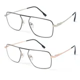 MMOWW 2er-Pack Lesebrille Herren Blaulichtfilter Metallrahmen Rechteck Computer Lesebrillen +2.5