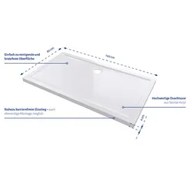 Aurlane Marwell Duschwanne, BxT: 140 x 80 cm