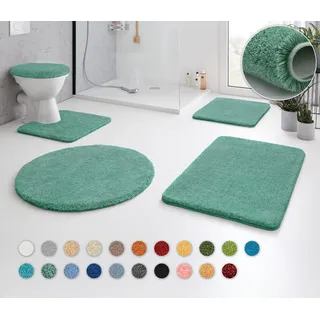 Kleine Wolke Badematte RELAX, Höhe 30 mm, rutschhemmend beschichtet, fußbodenheizungsgeeignet, Polyacryl, WC-Deckelbezug, WC-Deckelbezug, Badteppich, Uni Farben, rechteckig, rund & als Set erhältlich blau WC-Deckelbezug