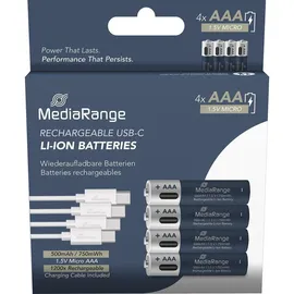 MediaRange USB-C Li-Ion Akku AAA 500 mAh 4 St.