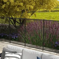 Teichzaun, 365 X 126 Cm Gartenzaun, 4Er Set Dekorative Poolzaun Mit Fuß Schwarz