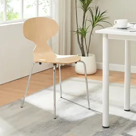 [en.casa] Stühle, Esszimmerstuhl Kil 4er Set Holzfarben/Chromfarben