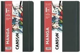 Canson, Heft + Block, Skizzenbuch GRADUATE Manga, 216 x 279 mm, schwarz 40 Blatt, glattes, weißes Papier 200 g/qm, Hardcov