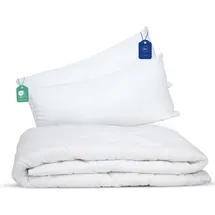 livessa Bettdecke 155x220 mit 2er Set Kissen 40x80 cm Ganzjahresdecke warme Steppdecke Schlafdecke