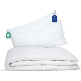 livessa Bettdecke 155x220 mit 2er Set Kissen 40x80 cm Ganzjahresdecke warme Steppdecke Schlafdecke