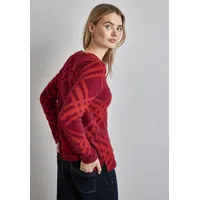 STREET ONE Langarmshirt STREET ONE Gr. 40, (beet rot) Damen Shirts mit Karomuster,