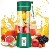 ZEUOPQ Smoothie-Maker Standmixer Tragbar mit 6-Klingen Edelstahl, Saftextraktor mit USB-Aufladbarer, Silikon-Hängeseil grün