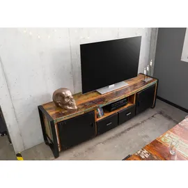 Massivmoebel24 INDUSTRIAL TV-Board 178x43x55 cm Mehrfarbig Holz/Metall/Massivholz