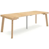 SKRAUT HOME Ausziehbarertisch, 222x90x73cm, Für 10 Gäste, Hölzerne Beine,