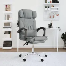 vidaXL Bürostuhl mit Massagefunktion Stoff Hellgrau