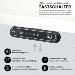 bümö elektrisch höhenverstellbarer Schreibtisch 200x100 cm mit Memory-Steuerung - Design Schreibtisch höhenverstellbar elektrisch, elektrischer