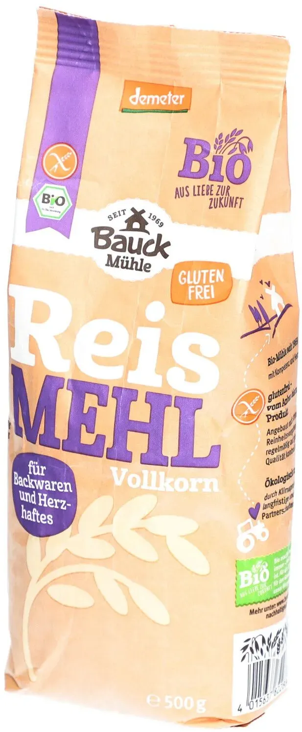 Bauckhof demeter Reismehl Vollkorn, glutenfrei Pulver 500 g 500 g Pulver