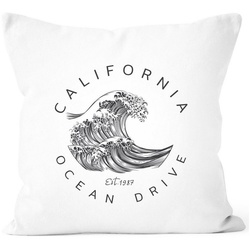 Autiga Dekokissen Kissenbezug Welle Wave California Ocean Drive Surf Summer Kissen-Hülle Deko-Kissen Autiga® weiß