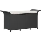 vidaXL Gartenbank mit Kissen, Schwarz Poly Rattan
