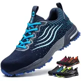 ISOOUS Sicherheitsschuhe Herren Damen Arbeitsschuhe Leicht Atmungsaktiv rutschfest Stahlkappe Schutzschuhe Blau 42 - 42 EU