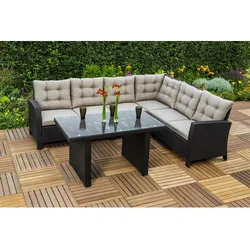 MERXX Gartenmöbel »Salerno«, 6 Sitzplätze, Stahl, inkl. Auflagen - braun