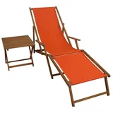 Erst-Holz Liegestuhl terracotta Sonnenliege Strandliege Gartenliege Fußteil Tisch klappbar 10-309 F T