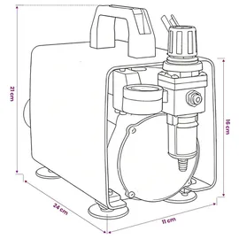 vidaXL Vakuumpumpe Einstufig mit 2-Wege-Verteiler-Manometer Set