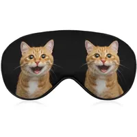 Neuartige Verdunkelungs-Augenmaske, Happy Ginger Cat Schlafmasken, Schlafmaske, Augenbinde, Augenschutz, Augenschutz mit verstellbarem Riemen, für Männer, Frauen, Teenager, Jungen, Mädchen, Kinder,