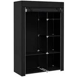 Homcom Kleiderschrank Stoffschrank mit Kleiderstange, 6 Fächern, Faltbare Garderobe in Vlies-Optik, Faltschrank für Schlafzimmer, Flur, Schwarz, 103 x 43 x 162,5 cm