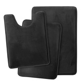 Lifup Badematte 3er Set, Weiche rutschfeste Mikrofaser Wasserabsorbierend Badezimmermatte Duschvorleger, 2 Badezimmer Teppiche, 1 Toilettenmatte Schwarz