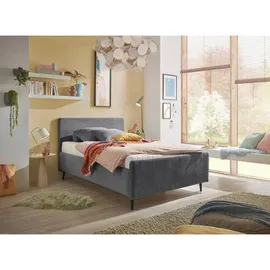 MID.YOU Polsterbett, Dunkelgrau, Textil, 140x200 cm, gepolstertes Kopfteil, Schlafzimmer, Betten, Polsterbetten