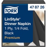 Tork 478726 Linstyle Premium Dinnerservietten Schwarz / Servietten stoffähnlich / 1-lagig / Premium Qualität / 12 x 50 (600) Airlaid Servietten / 39 x 39 cm (B x L)