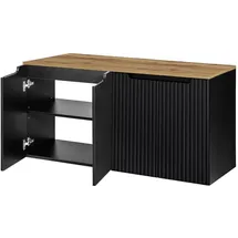 [en.casa] Waschbeckenunterschrank Skelbolu 4 Türen 120 x 60 x 40 cm Schwarz/Eichenoptik