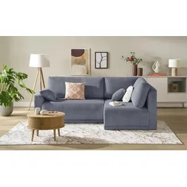 Sofa.de Eckcouch Stoff mit Schlaffunktion 3-Sitzer Blau
