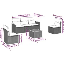 vidaXL Gartensofa-Set 6-tlg. grau