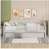 Celya Daybett Polsterbett,Daybett 90 x 200(190) Gepolstertes Daybed mit Rollbett, Multifunktionsbett beige|weiß