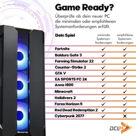 dcl24.de dcl24 Gaming PC AMD Ryzen 9 9900X, RTX4060Ti 8GB - 1000GB SSD, 32GB DDR5, RGB Gamer PC mit 12x5.6 GHz, Rechner mit WLAN, Computer mit Windows 11 Pro