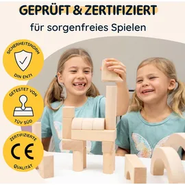 Merle Toys Merle Toys® - Holzbausteine ab 2 Jahren: Kinderspielzeug aus Holz, Montessori Spielzeug, Holzspielzeug, Set aus 30 Bauklötze und Bausteine