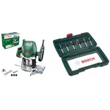 Bosch Oberfräse POF 1200 AE (1.200 W, im Karton) + Bosch DIY 6tlg. Fräser-Set HM (Ø 8 mm)