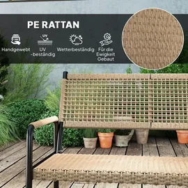 Outsunny Gartenmöbel Set aus Polyrattan Lounge-Set mit 2er Sofa Sessel Glastisch - Dunkelgrau