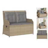 vidaXL Gartenbank Verstellbar mit Kissen Beige Poly Rattan