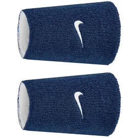 Nike Swoosh Classic Reversible Doublewide Wristbands 2er Pack Schweißbänder Tennis Fitness Running Handgelenkbänder wendbar, College Navy/White/College Navy, One Size